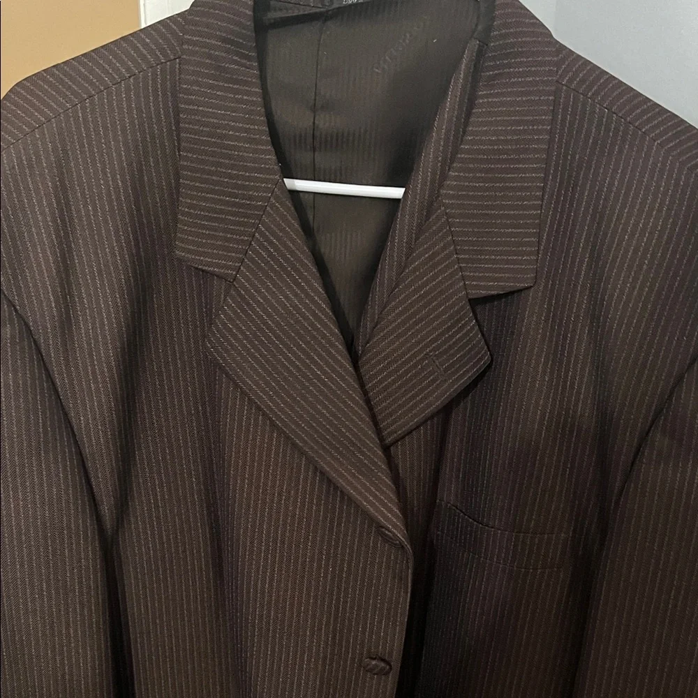 Vittorio Dark Brown Pinstripe Suit Jacket